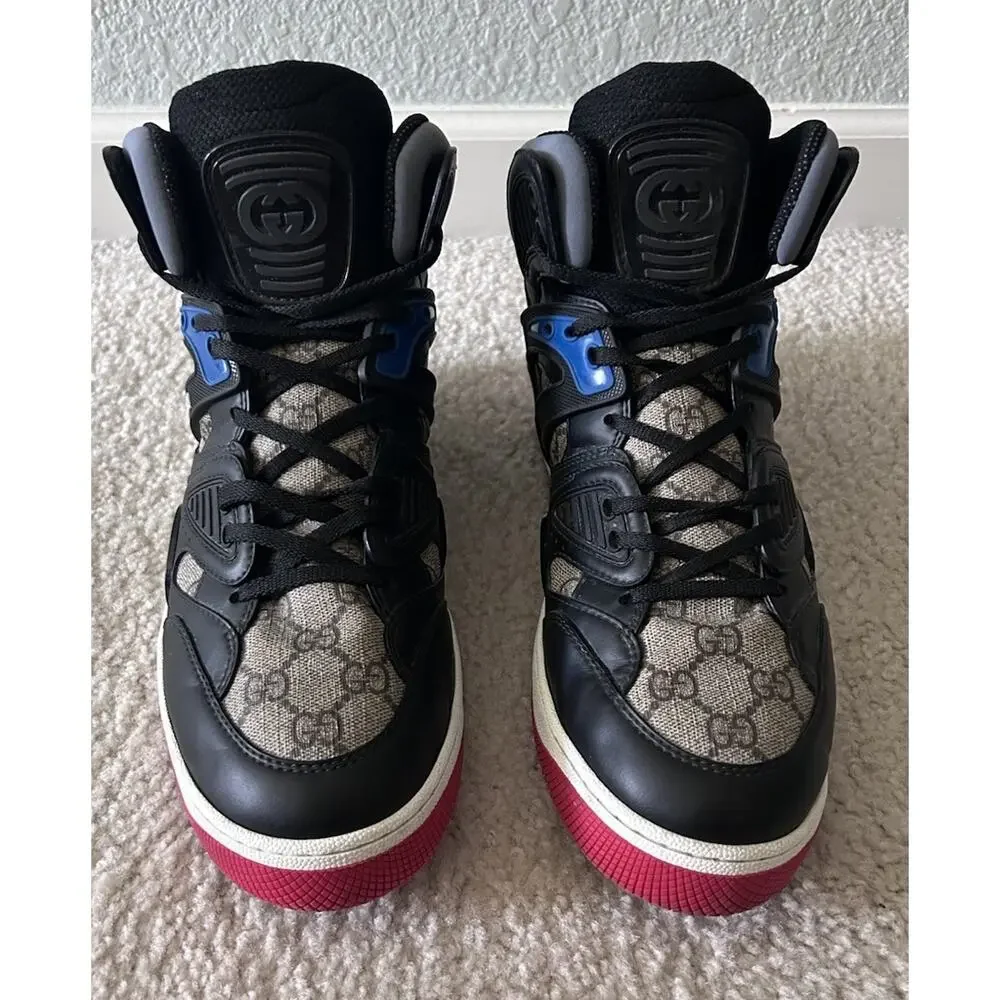 Authentic Gucci Basket high-top sneakers Demetra GG 8.5 (fits US 9.5) 673077